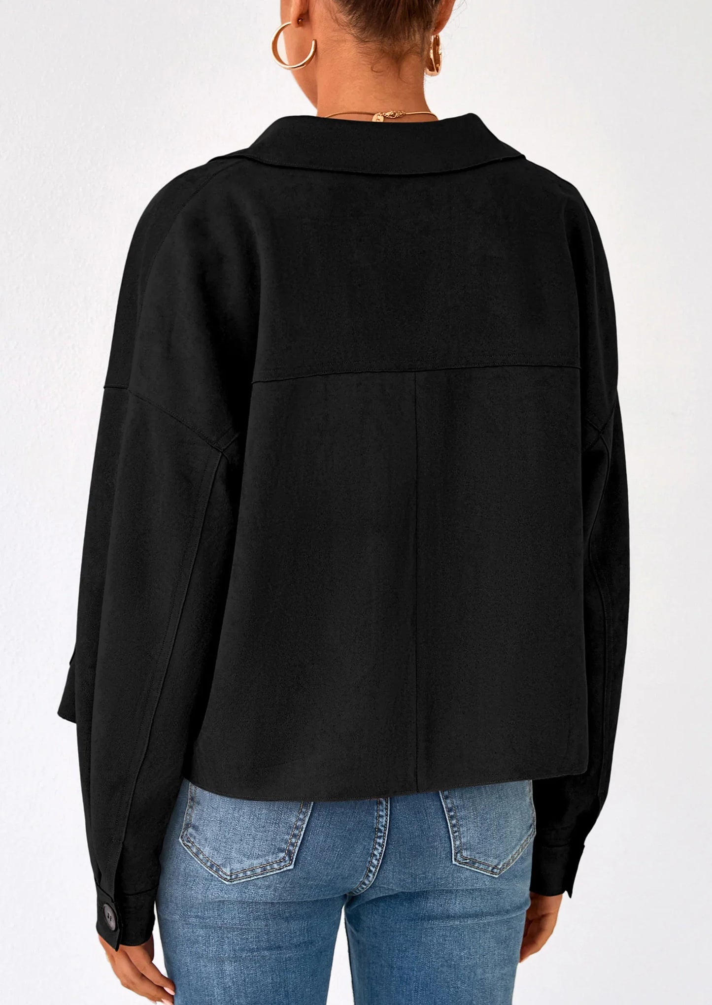 NOLEA Cropped Faux Suede Jacket