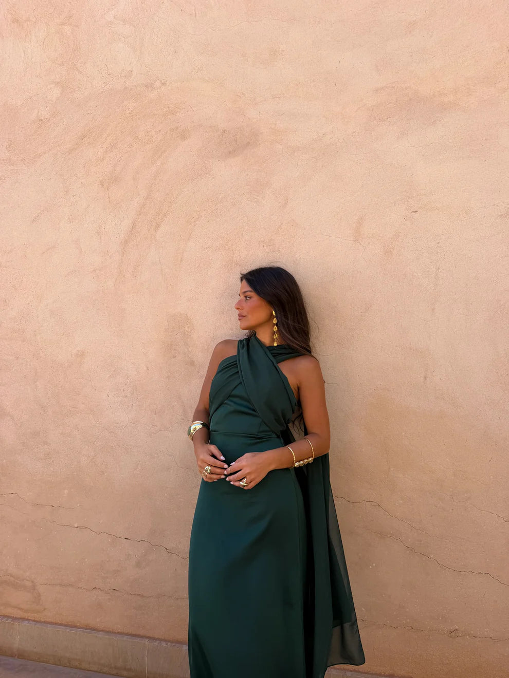 NOLEA | Vestido Liso Vintage con Lazo y Cintura Alta