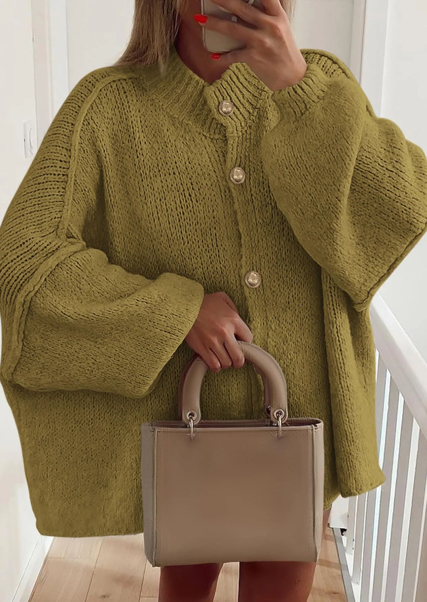 NOLEA Thick Knit Cardigan-Jacket with Buttons