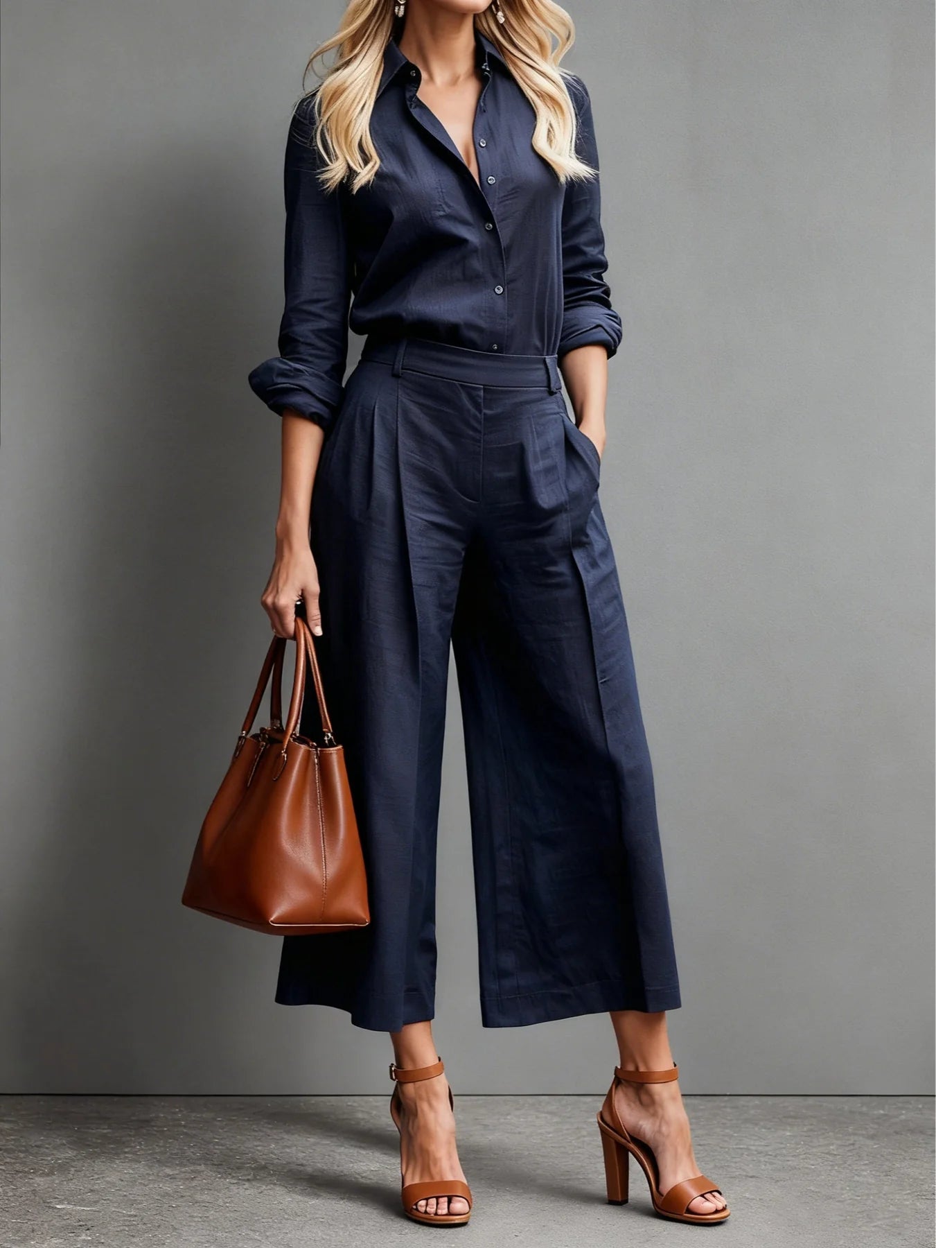 AMALIA | Conjunto 2 Piezas Camisa Holgada y Pantalón de Cintura Alta