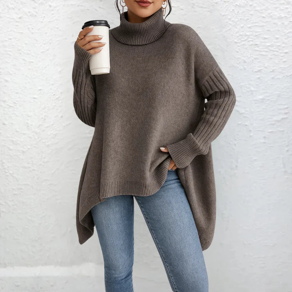 NOLEA High-Neck Loose Sweater – Timeless Elegance