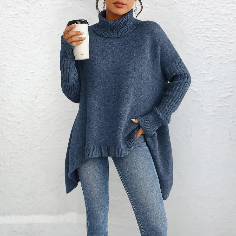 NOLEA High-Neck Loose Sweater – Timeless Elegance