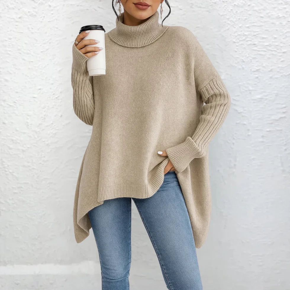 NOLEA High-Neck Loose Sweater – Timeless Elegance
