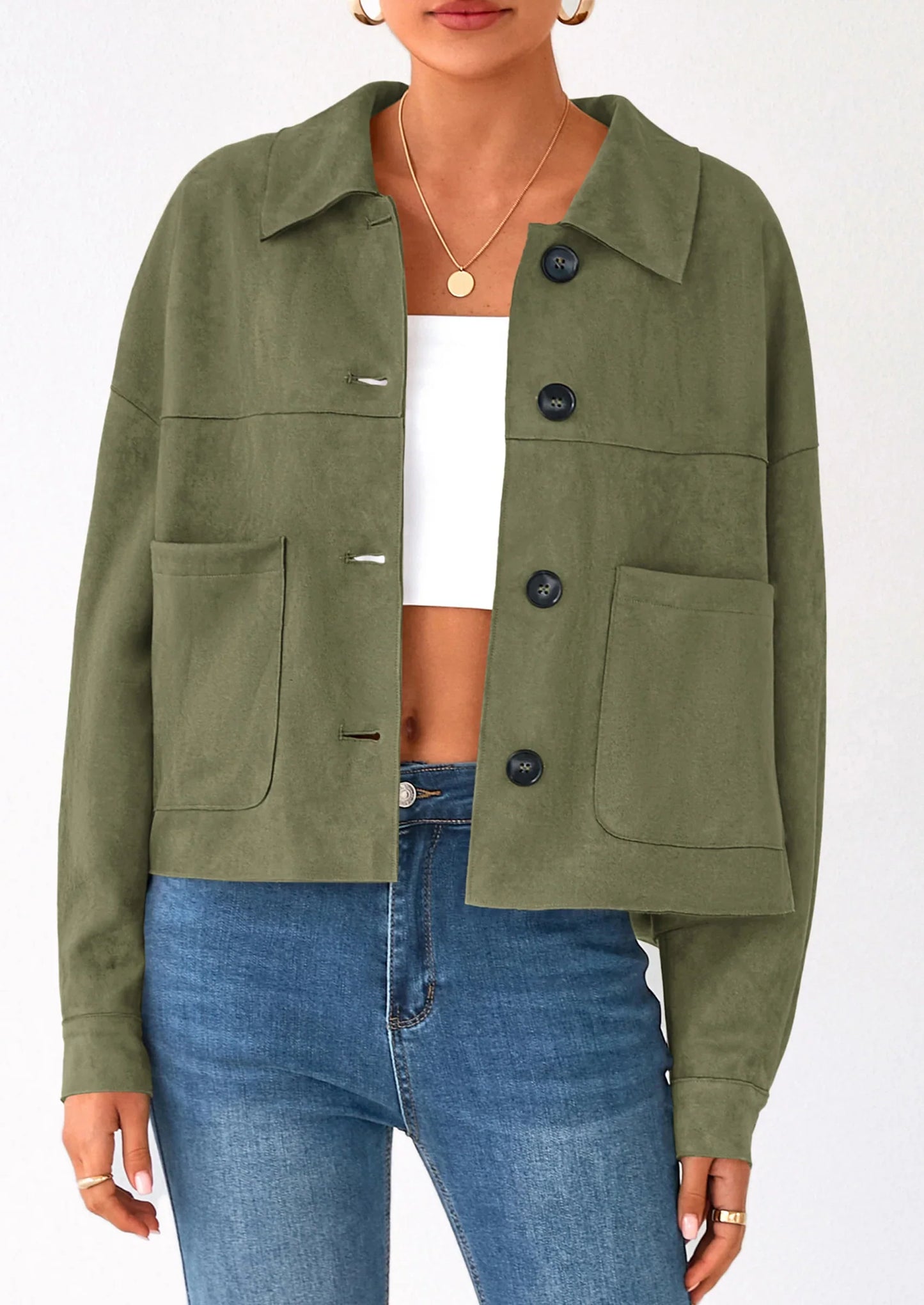 NOLEA Cropped Faux Suede Jacket