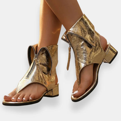 ZAIRA | Sandalias Metalizadas con Cremallera Edición Limitada