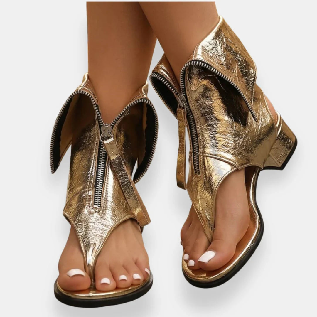 ZAIRA | Sandalias Metalizadas con Cremallera Edición Limitada