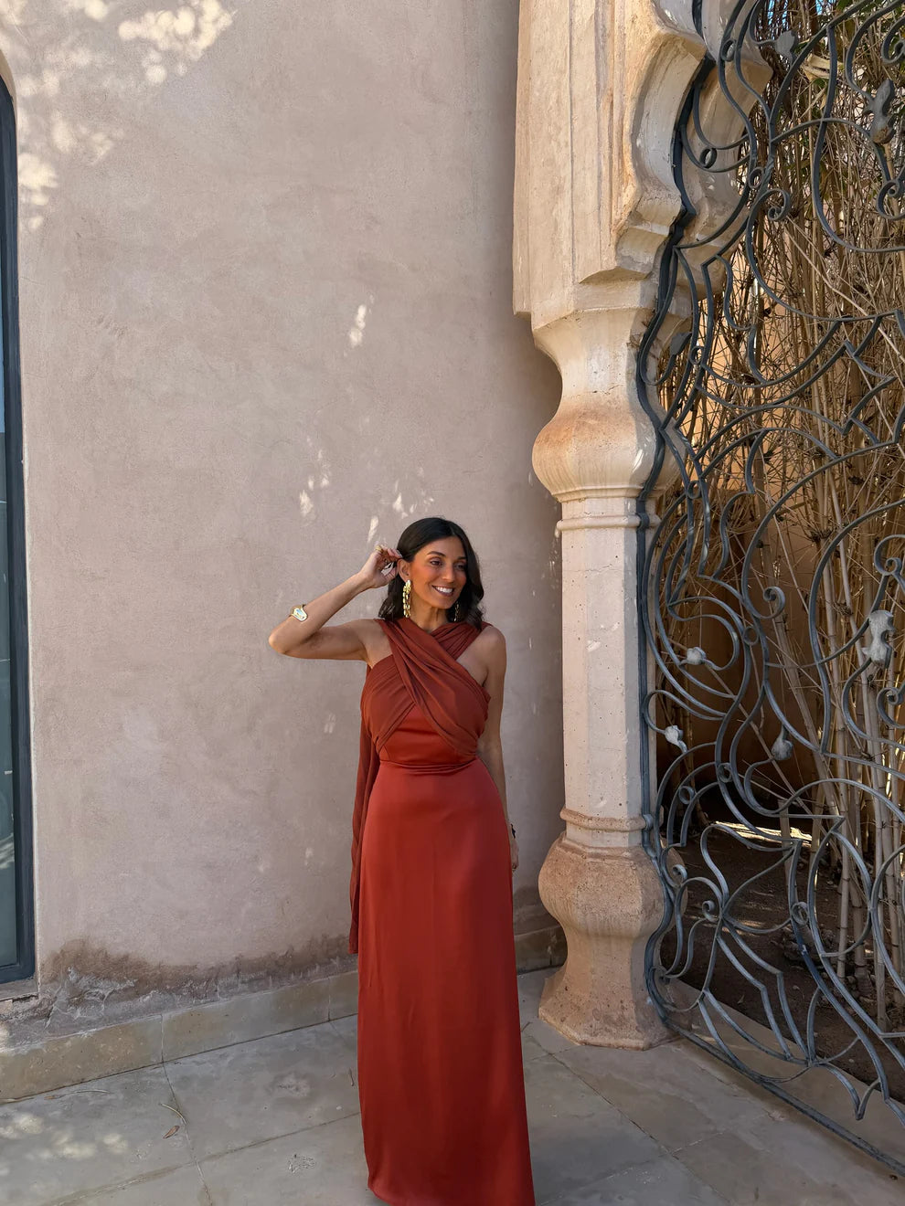 NOLEA | Vestido Liso Vintage con Lazo y Cintura Alta