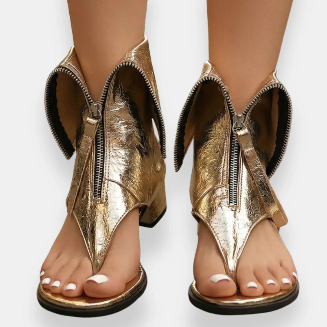 ZAIRA | Sandalias Metalizadas con Cremallera Edición Limitada