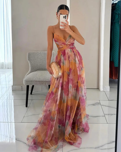 FIORE | Vestido Floral con Hombros Descubierto y Escote Halter