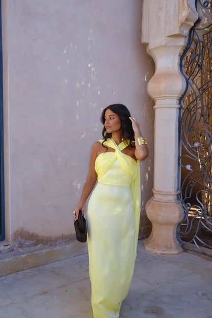 CHIARA | Vestido Liso con Lazo y Cintura Alta