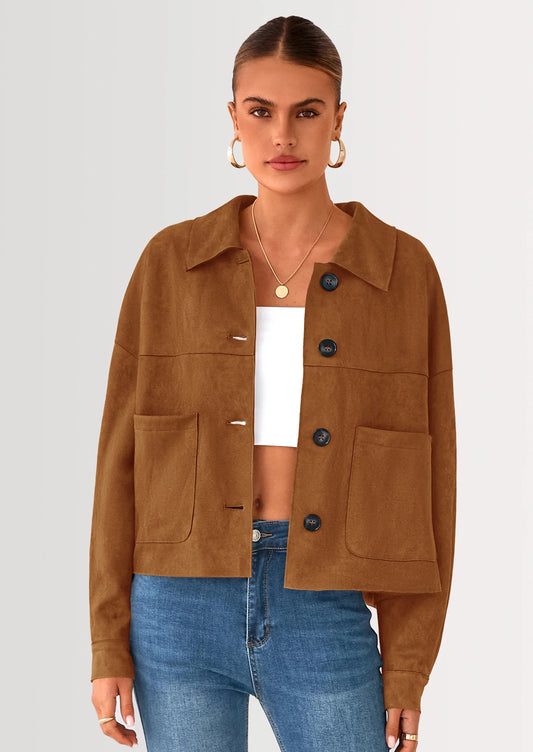 NOLEA Cropped Faux Suede Jacket