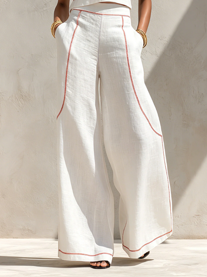 Margaux | Ensemble blanc avec top sans manches et pantalon large