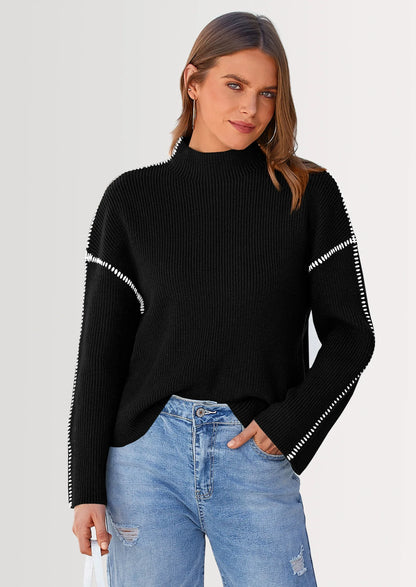 NOLEA Oversized Thick Sweater with Semi-High Neck