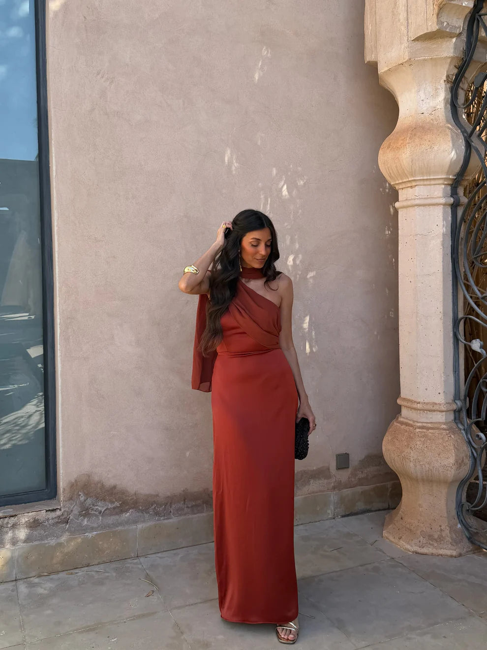 NOLEA | Vestido Liso Vintage con Lazo y Cintura Alta