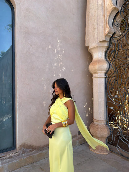 CHIARA | Vestido Liso con Lazo y Cintura Alta