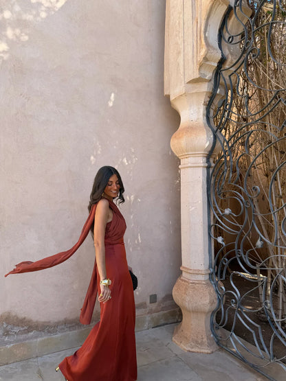 NOLEA | Vestido Liso Vintage con Lazo y Cintura Alta