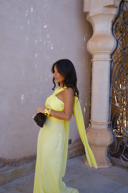 CHIARA | Vestido Liso con Lazo y Cintura Alta