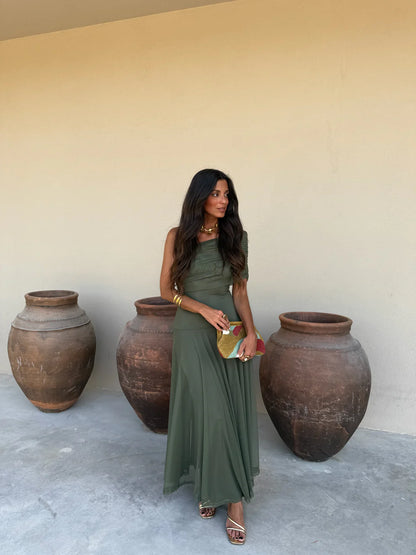 CASANDRA | Vestido Vintage de Hombros Descubiertos