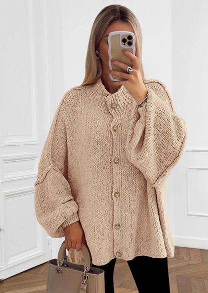 NOLEA Thick Knit Cardigan-Jacket with Buttons