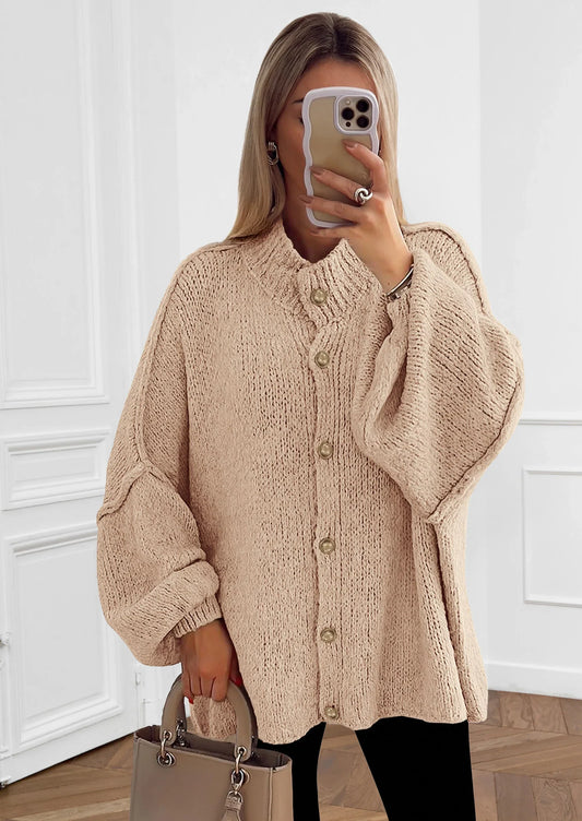 NOLEA Thick Knit Cardigan-Jacket with Buttons