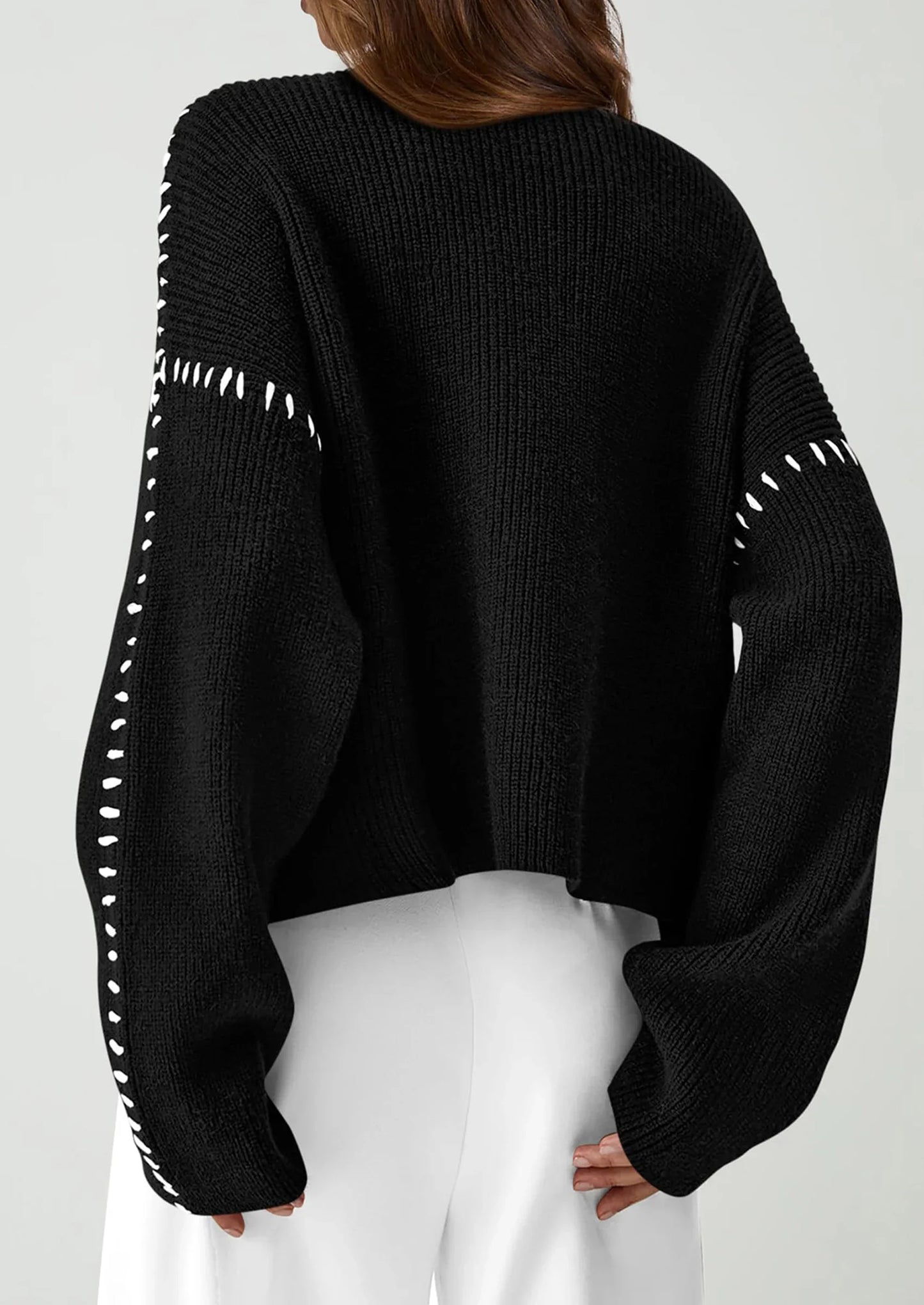 NOLEA Oversized Thick Sweater with Semi-High Neck