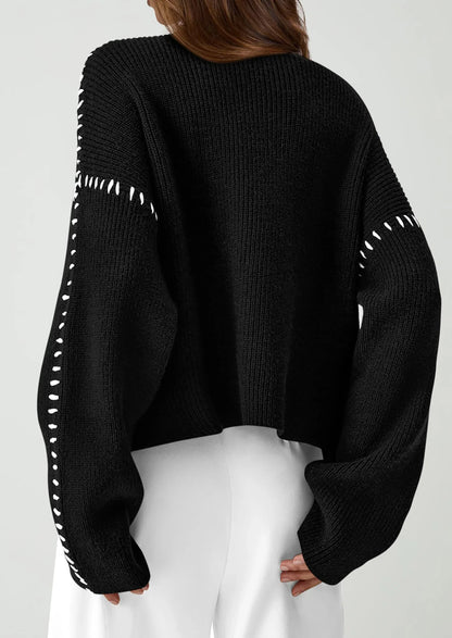 NOLEA Oversized Thick Sweater with Semi-High Neck