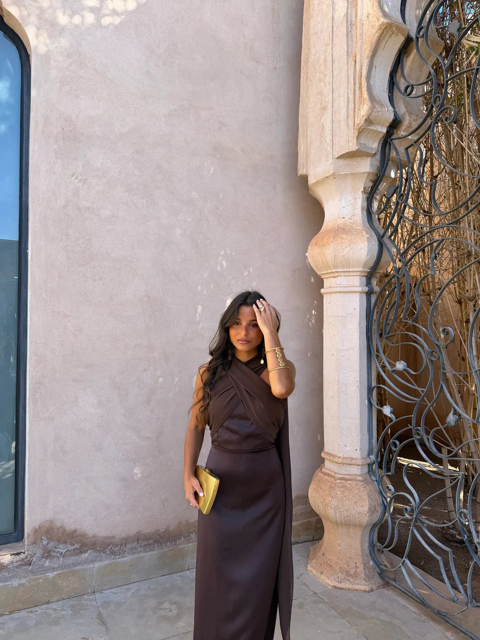 NOLEA | Vestido Liso Vintage con Lazo y Cintura Alta