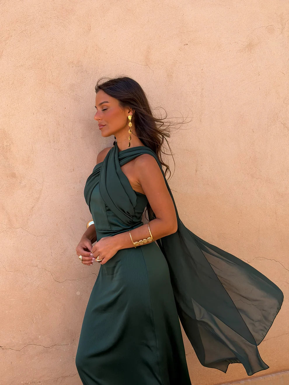 NOLEA | Vestido Liso Vintage con Lazo y Cintura Alta