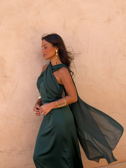 NOLEA | Vestido Liso Vintage con Lazo y Cintura Alta