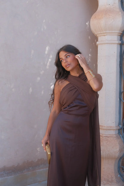 NOLEA | Vestido Liso Vintage con Lazo y Cintura Alta