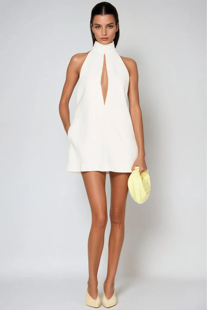 CARLA | Vestido mini Blanco sin mangas con recortes