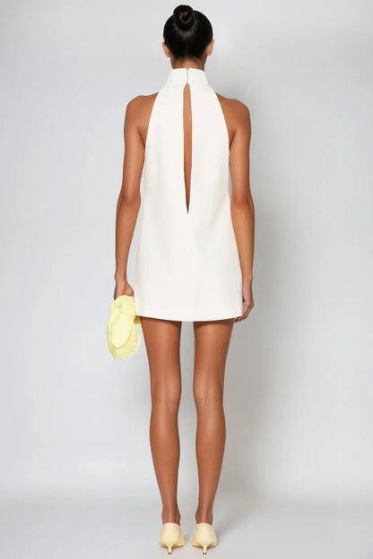 CARLA | Vestido mini Blanco sin mangas con recortes