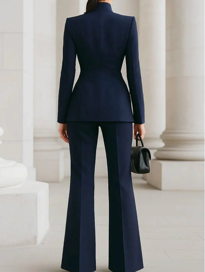 GIA | Conjunto de blazer entallado y pantalón palazzo