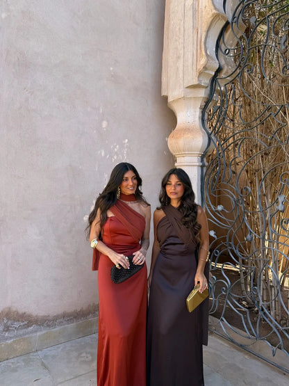 NOLEA | Vestido Liso Vintage con Lazo y Cintura Alta