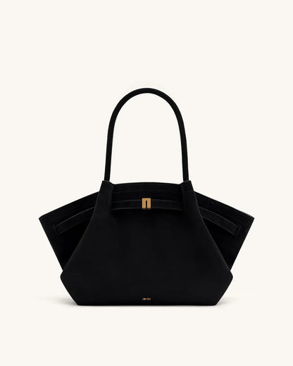 Hana Medium Synthetic Leather Suede Tote Bag – Brown