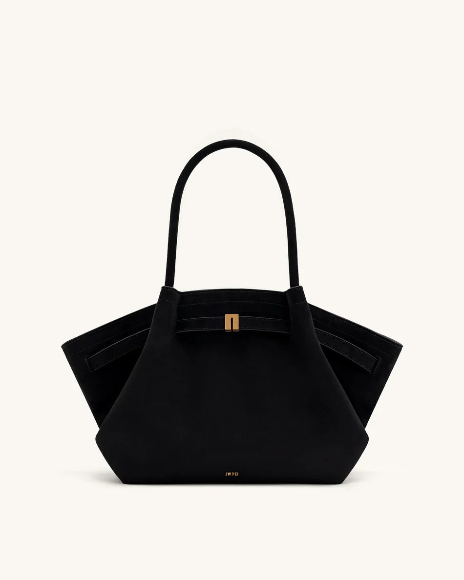 Hana Medium Synthetic Suede Tote Bag – Black
