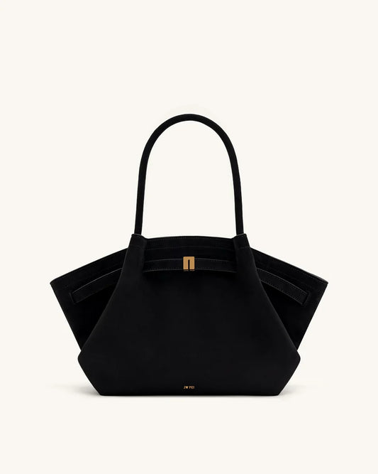 Hana Medium Synthetic Suede Tote Bag – Black