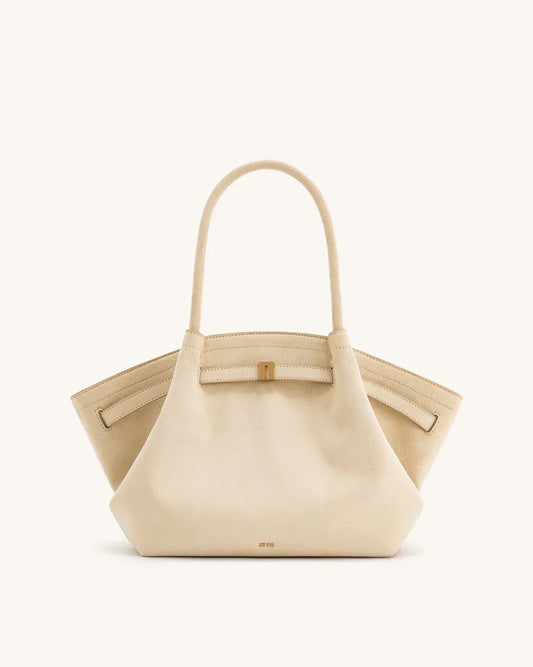 Hana Medium Synthetic Suede Tote Bag – Off-White