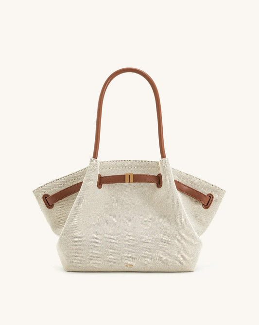 Hana Medium Tote Bag – Brown Canvas