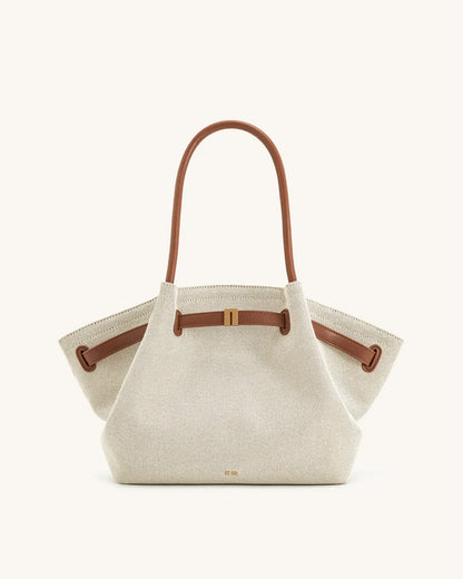 Hana Medium Synthetic Suede Tote Bag – Off-White
