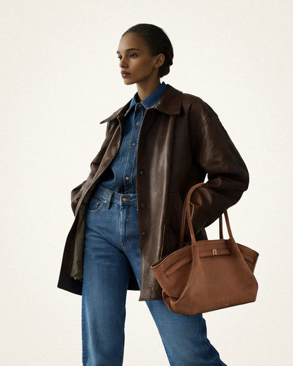 Hana Medium Tote Bag – Brown Canvas