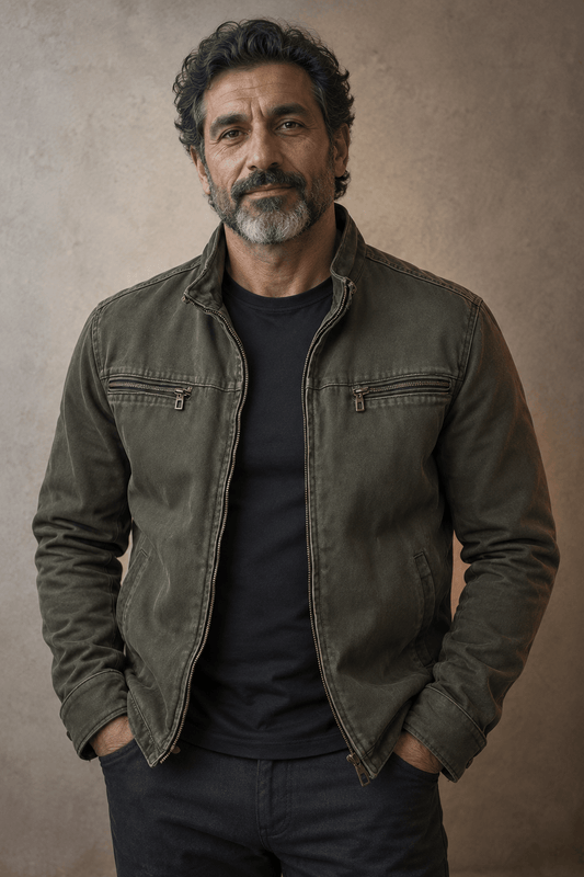 Chaqueta de Algodón Vintage con Cremallera