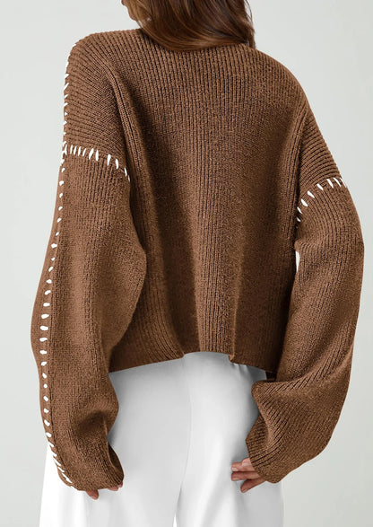 NOLEA Oversized Thick Sweater with Semi-High Neck