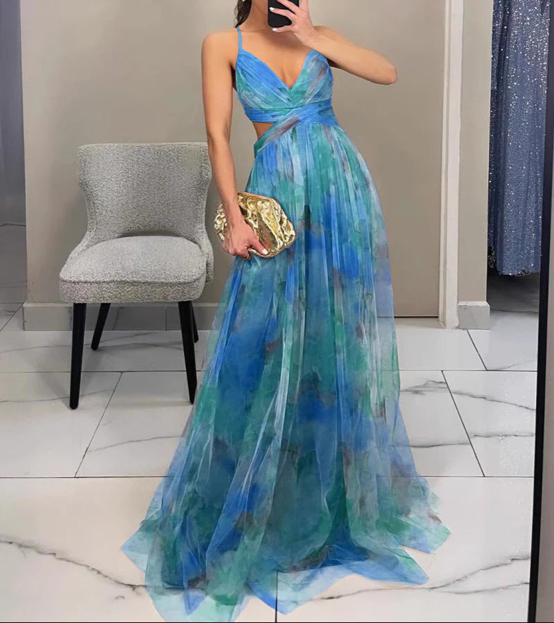 FIORE | Vestido Floral con Hombros Descubierto y Escote Halter