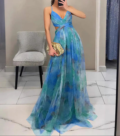 FIORE | Vestido Floral con Hombros Descubierto y Escote Halter