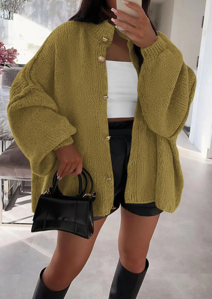 NOLEA Thick Knit Cardigan-Jacket with Buttons