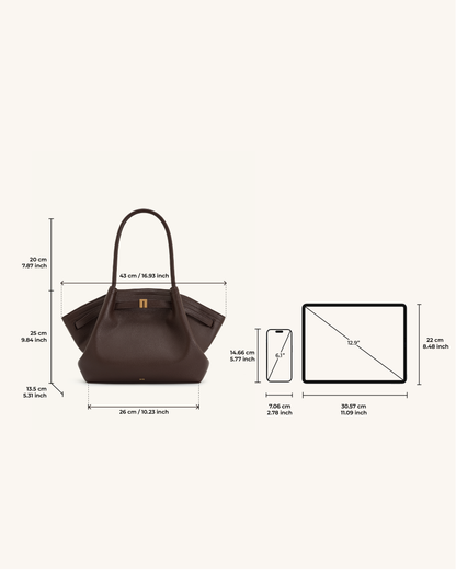 Hana Medium Synthetic Leather Suede Tote Bag – Brown