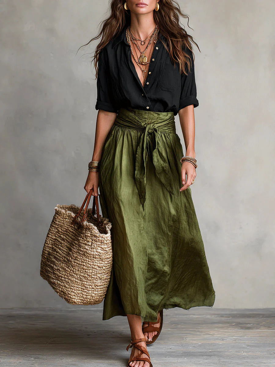 WENDE | Conjunto 2 Piezas Camisa Casual y Falda Lacada 2026