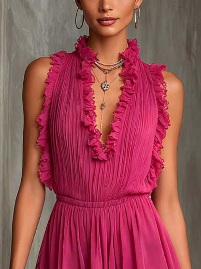 NANCY | Vestido Elegante con Volantes y Escote en V