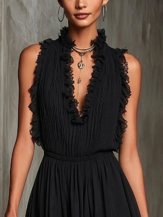 NANCY | Vestido Elegante con Volantes y Escote en V